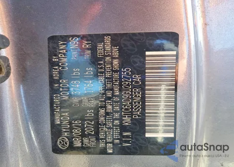 2016 Hyundai Veloster z USA, uszkodzony, nr VIN KMHTC6AD9GU292755